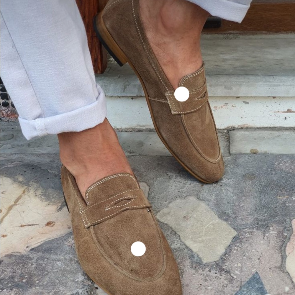 Suede slip on loafers